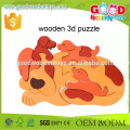 Hot Sale 3D Wooden Dog Puppies Toy Kids Intelligence Puzzle for sale